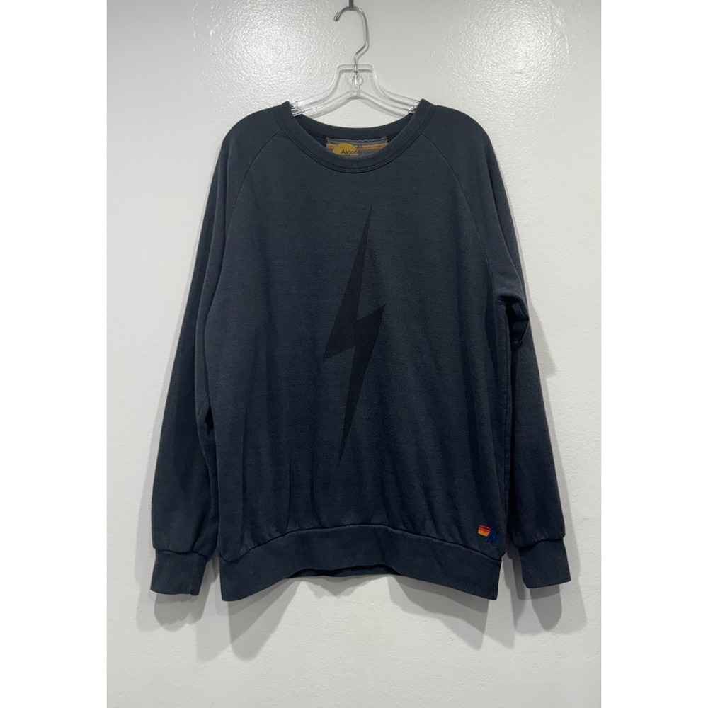 Aviator Nation Lightening Bolt Pullover Crewneck Sweatshirt Size XL Lounge READ